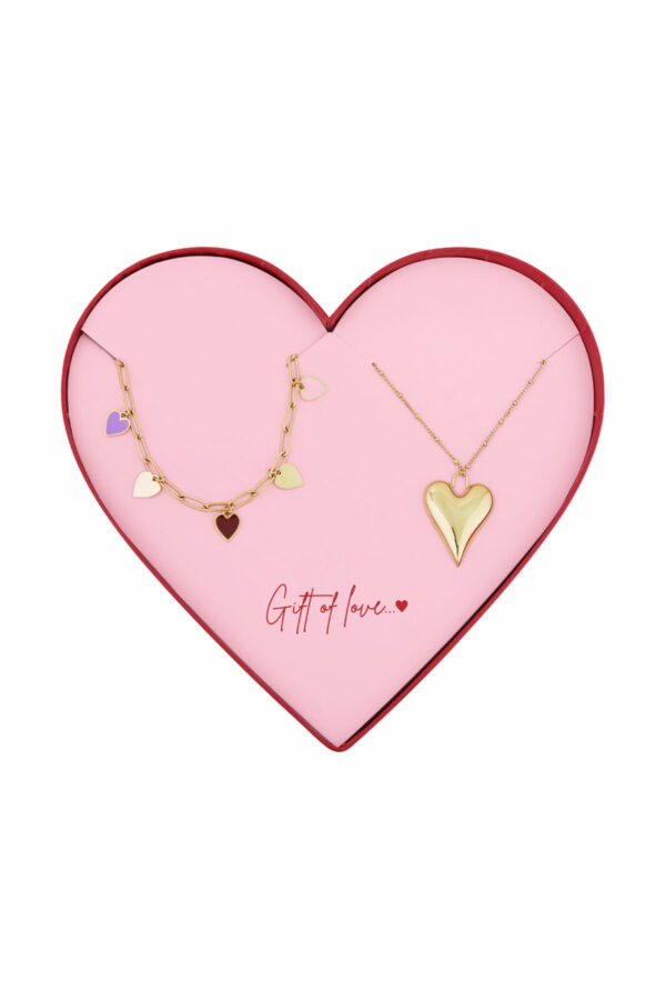 Gift of colourfull mini hearts kettingen set