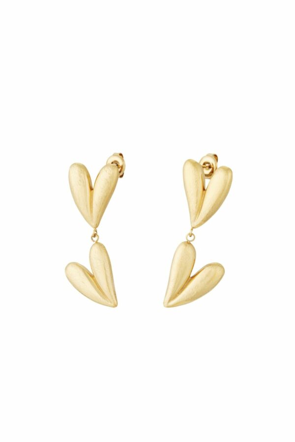 Double heart oorbellen