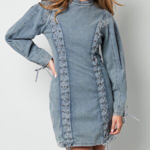 Limited edition denim lace dress
