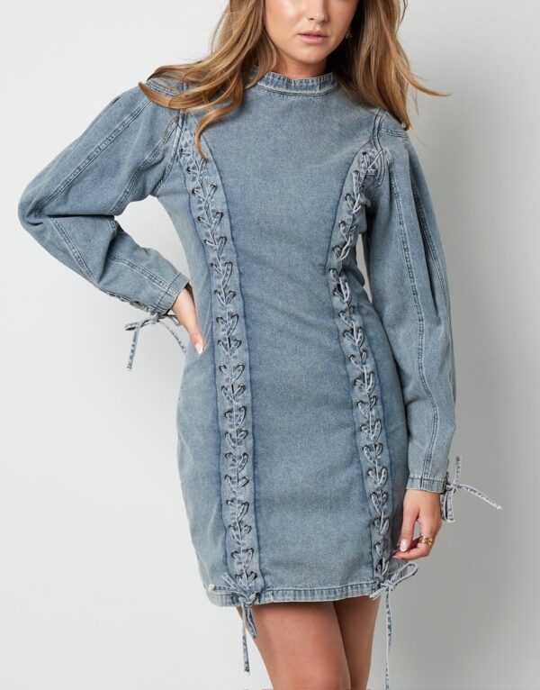 Limited edition denim lace dress