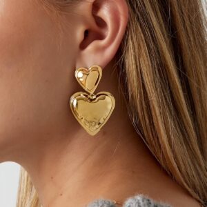 Heart duo oorbellen